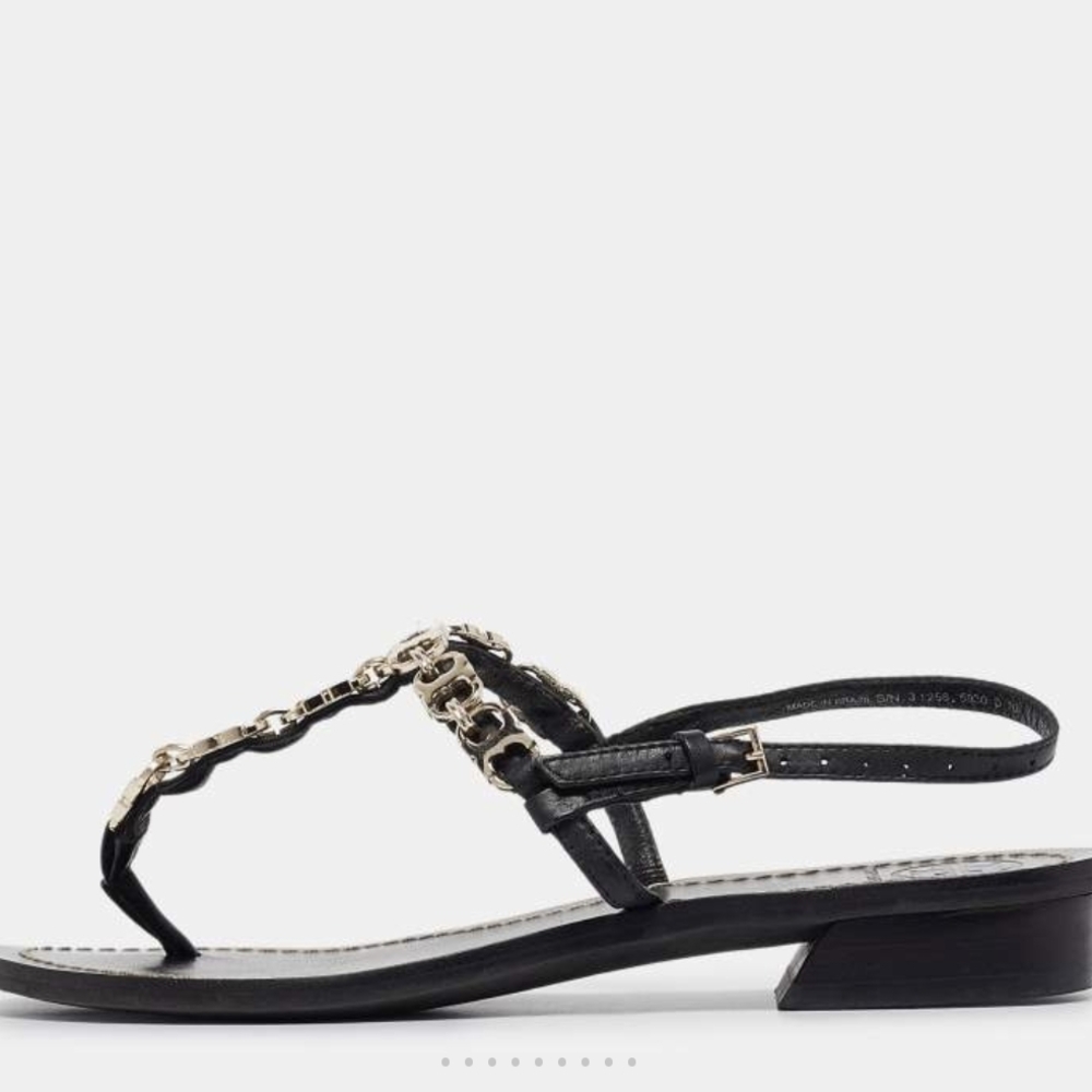 NWT Tory Burch Black Sandals with Gold Accents